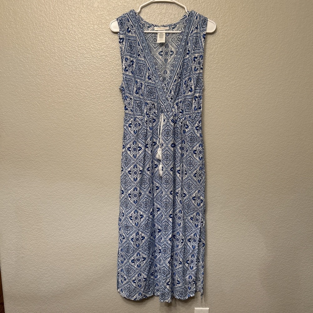 La Blanca Mediterranean Breeze Tie Front Maxi Length Dress Size Medium